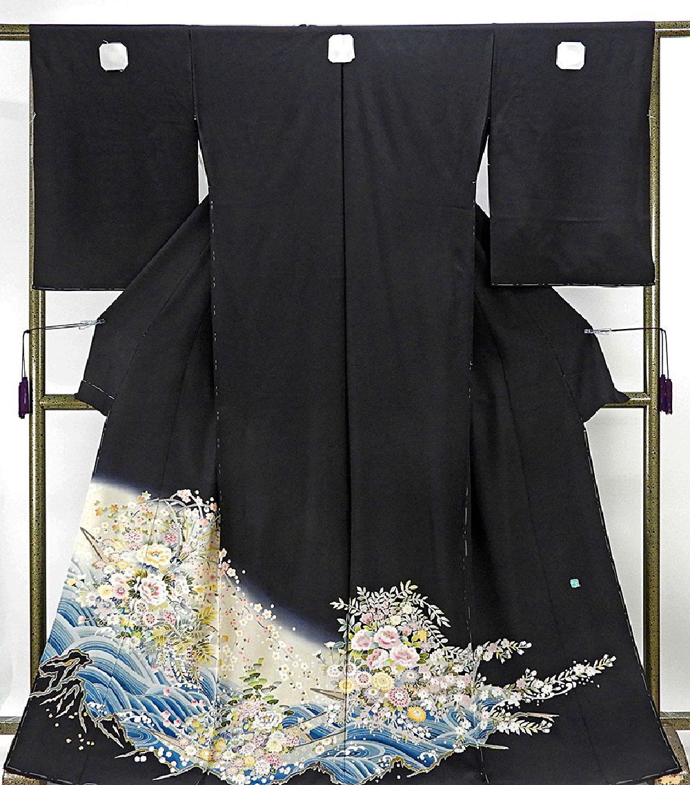 留袖 新品仕立付き 正絹 加賀友禅 松島由美作 黒留袖 新品 未仕立 フルオーダー 誂え仕立て 着物